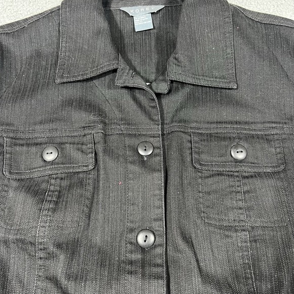 Koret Black Jean Jacket Women's Button Up 3/4 Sleeve Stretch Sz XL - Picture 5 of 10